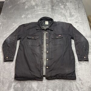 Dickies Jacket Mens L 42-44 Black Work Coat Quilted Lined Distressed